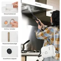 Costway Stoomreiniger 1600 W, stoomdruk: 3 bar, opwarmtijd: 15s, temperatuur: tot 180℃, tank: 1000 ml, handheld stoomreiniger met 9 accessoires en riem (wit)