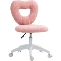 HOMCOM Bureaustoel met hartvormige rug - Draaistoel - Make-upstoel - Computerstoel - Teddy-fleece - Roze