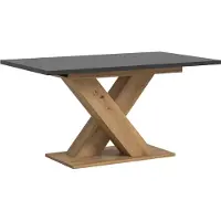 Ebuy24 Motion eetkamertafel X-poot 90x150/190cm incl. 1 verlengblad grijs, eik decor.