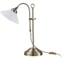 LINDBY Otis tafellamp, antiek messing, glas, 60 cm, E14, Hal, metaal, Antiek, Tafellamp