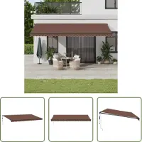 The Living Store Terrasdoek - Luifel - Luifel automatisch uittrekbaar 600x300 cm bruin - Buitenzonwering - Elektrische Luifel - Parasol