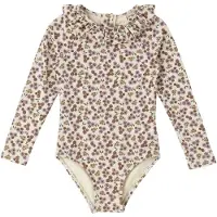 Salted Stories Meisjes Zwemkleding Sparkly Flower Bodysuit - Creme - Maat 122/128