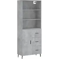 vidaXL Hoge kast 69,5x34x180 cm bewerkt hout betongrijs