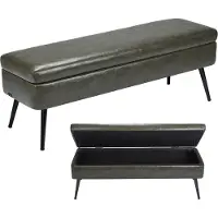 Vevor Ottoman Bank (400 x 1200 x 450 mm) van PU-leer met metalen poten en opbergruimte