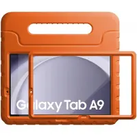 HappyCase Candy+ Kinder Hoes Geschikt voor Samsung Galaxy Tab A11 / Tab A9 | Tablethoes met Ingebouwde Screenprotector | Kindvriendelijk | Beschermhoes | Handvat en Standaard | Kinderhoes | Oranje