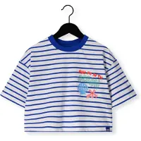 Z8 kids cropped T-shirt Mint blauw/wit Meisjes Stretchkatoen Ronde hals - maat 140/146