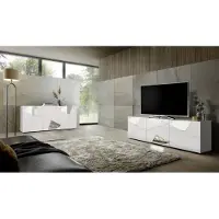 Syfax Woonkamer set: Buffet 181 cm + TV-meubel 181 cm, Victory, wit, glanzende lak, krasbestendig