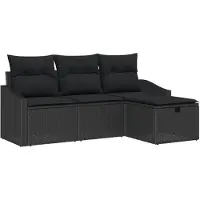 vidaXL Set van 4 tuinmeubels, polyrotan