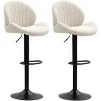 HOMCOM -Barstool-Chenille (100% polyester)-48x50x115cm-Beige