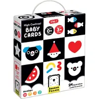 Banana Panda 12 Hoog Contrast Kijk en Voel Babyboek Kaarten / Zwart Wit Baby Speelgoed Boekje vanaf 0 maanden - 16x16cm