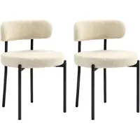 HOMCOM -Eetkamerstoel-Polyester-51x51x76cm-Beige