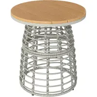 Outsunny -Rotan bijzettafel-Rotan-achtig geweven hars-45x45x50cm-Grijs