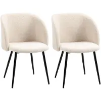 HOMCOM -Eetkamerstoel-Polyester-55x62x80cm-Beige
