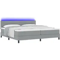 vidaXL Boxspring bed met hoofdeinde Lichtgrijs 200 x 200 cm Stof