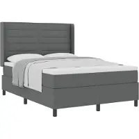 vidaXL Boxspringbed met kussens, donkergrijs, 200 x 140 cm, gestoffeerd