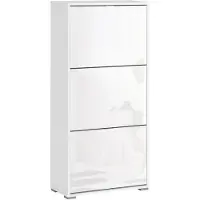 HOMCOM -Klapbare schoenenkast-60x26x124cm-MDF-Wit gelakt
