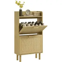 HOMCOM Klapbare schoenenkast - Spaanplaat - 80x24,5x110cm - Eiken