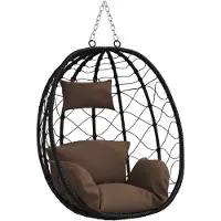 vidaXL Hangende ei-stoel poly rattan 91 x 54,5 x 107 cm Koffiebruin