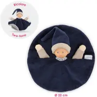 Corolle knuffeldoek - Marineblauw babydoekje 17cm - zacht speelgoed.