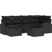 vidaXL Bankstel 7 st Zwart poly rattan