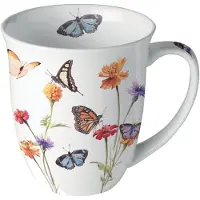 Ambiente Mok Butterfly Garden 400ml Wit wit Porselein Beker