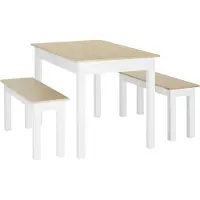HOMCOM -Eettafelset-Spaanplaat-119x70x75cm-Eiken