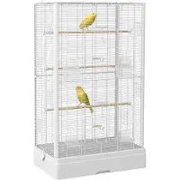 PawHut -Vogelkooi-61x36,5x98cm-Acier-Blanc