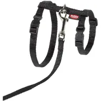 Nobby Kattentuig Met Lijn Groot - Klik Sluiting - Zwart - 1,3 x 34 - 57 cm + 120 cm