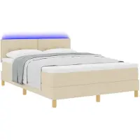 vidaXL LED Box Spring Bed met hoofdeinde Crème 140 x 200 cm Stof