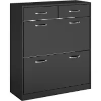 HOMCOM Opklapbare schoenenkast - Spaanplaat - 80x30x91,5cm - Zwart