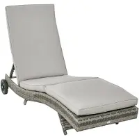 Outsunny -Enkele rotan ligstoel (eenvoudig)-Hars-207x70x70cm-Grijs