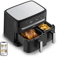 Tefal Dual Easy Fry & Grill EY9018, Heteluchtfriteuse, 8,3 liter, Dubbel, Zwart, Bediening via touchscreen, Onafhankelijk apparaat