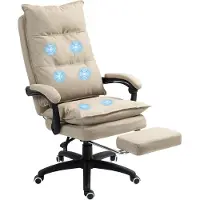 Vinsetto -Massagebureaustoel-Linnen-70x62x130cm-Beige