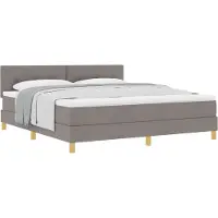 vidaXL Boxspring bed met kussen met hoofdeinde Taupe 180 x 200 cm Stof