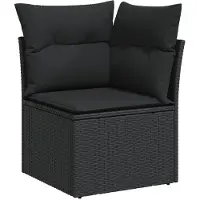 vidaXL Tuinbank Set 9 st 7-Aantal zitplaatsen Zwart Poly rattan