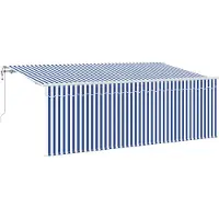 vidaXL Uitschuifbare luifel Blauw 350 x 200 cm Stof