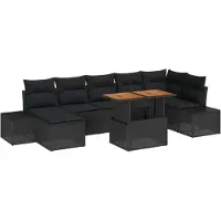 vidaXL Tuinbank Set 8 st Zwart Poly rattan