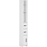 Kleankin -Badkamerkast-Hout-15x17x120cm-Wit
