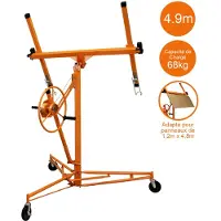 MonsterShop Platenlift voor gipsplaten - 5 m - Panelen - Indrukwekkend draagvermogen van 68 kg - 10 cm zwenkwielen - geschikt voor panelen tussen 1.2 m en 4.9 meter