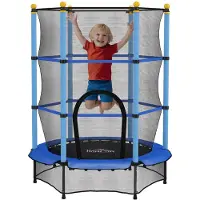 HOMCOM Kinder trampoline - Staal - 140x140x190cm - Blauw