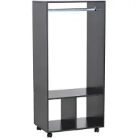 HOMCOM - Kledingrek op wielen - Hout - 80x40x128cm - Natuurlijk hout