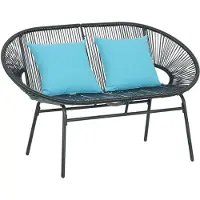 Outsunny Rattan Loungestoel - Staal - 132x72x83cm - Zwart