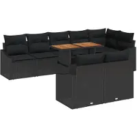vidaXL Tuinset, 9-delig, zwart, polyrotan
