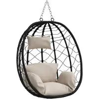 vidaXL Hangende ei-stoel poly rattan 91,5 x 54,5 x 107 cm Taupe