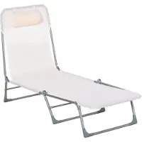 Outsunny Ligstoel - Stof - 182x56x24,5cm - Crème