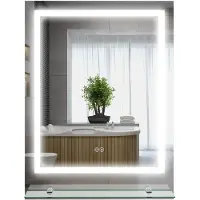 Kleankin -Badkamerspiegel-Gehard glas-80x60x2.7cm-Transparant