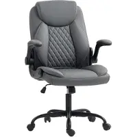 HOMCOM -Bureaustoel-67x65x110cm-Polyurethaan-Donkergrijs