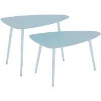 Outsunny -Koffietafelset-Staal-65x45x45cm-Lichtblauw