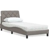 vidaXL Bed met matras stof taupe 90x190 cm