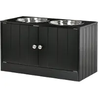 PawHut -Voerbak voor huisdieren-MDF-60x30x35,5cm-Zwart